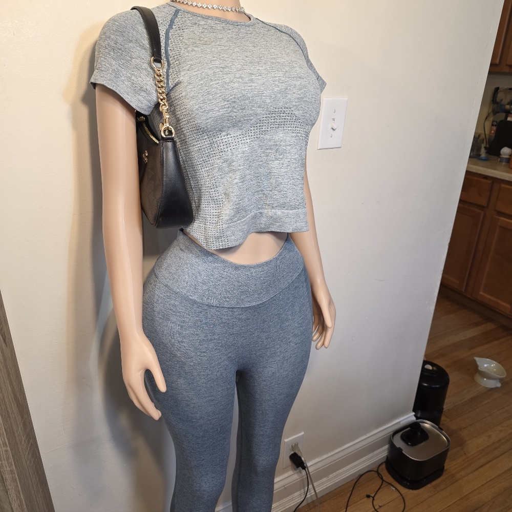 💎Victoria Secrets PINK Blue Seamless Legging 2 PC Set💎 - Picture 4 of 5